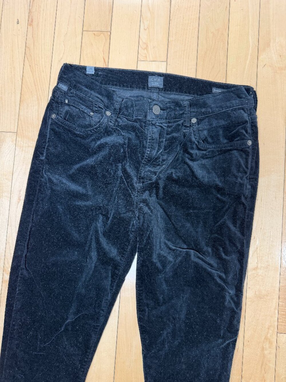 Citizens of Humanity Rocket High Rise Skinny Black Velvet Jeans Pants Size 28